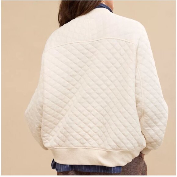 Aerie Quilted Cardi Bomber Jacket Size M/oversize Long Sleeves Snap Buttons - Picture 11 of 11